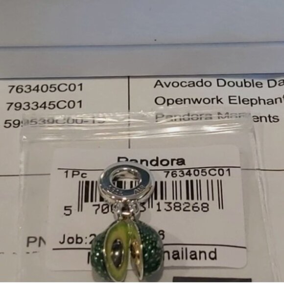 Authentic PANDORA Sterling Silver Avocado Double Dangle Charm 763405C01 - Picture 5 of 9